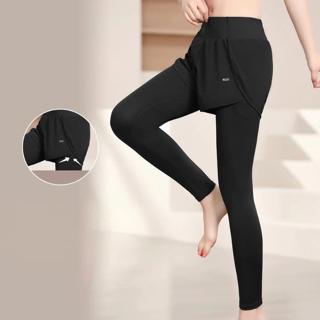 Cedar Eight Stretch Leggings with Perfect for and Training Women's High-Waisted Pockets, Yoga, Fitness, Sports, (Size M, Black)