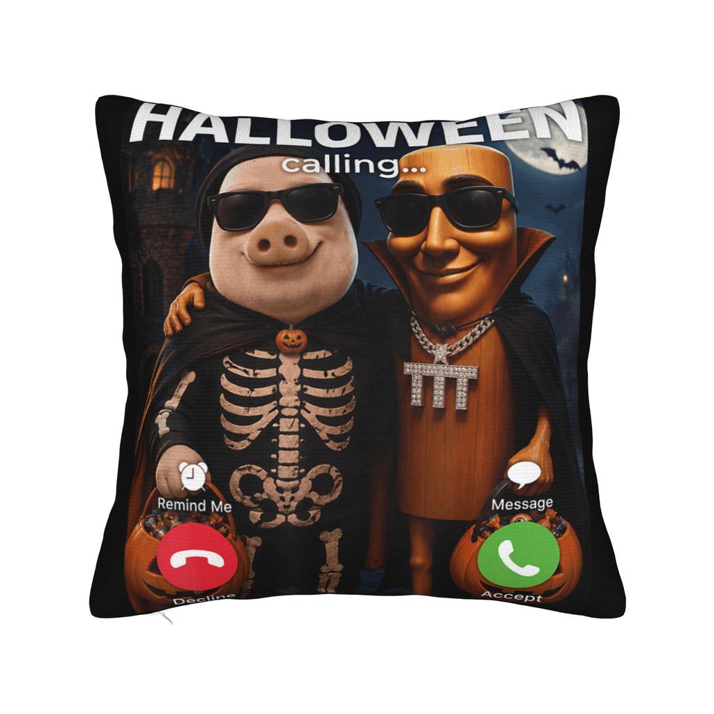 John Pork Halloween Brainrot Meme Pillowcases Kawaii Pillow Case For Sofa Car Home Decor Soft Pillow Cover