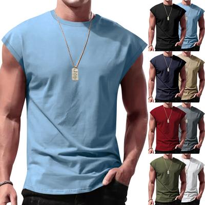 2025 Men's Summer New Sleeveless T-shirt for Youth Loose Solid Color Thin Vest