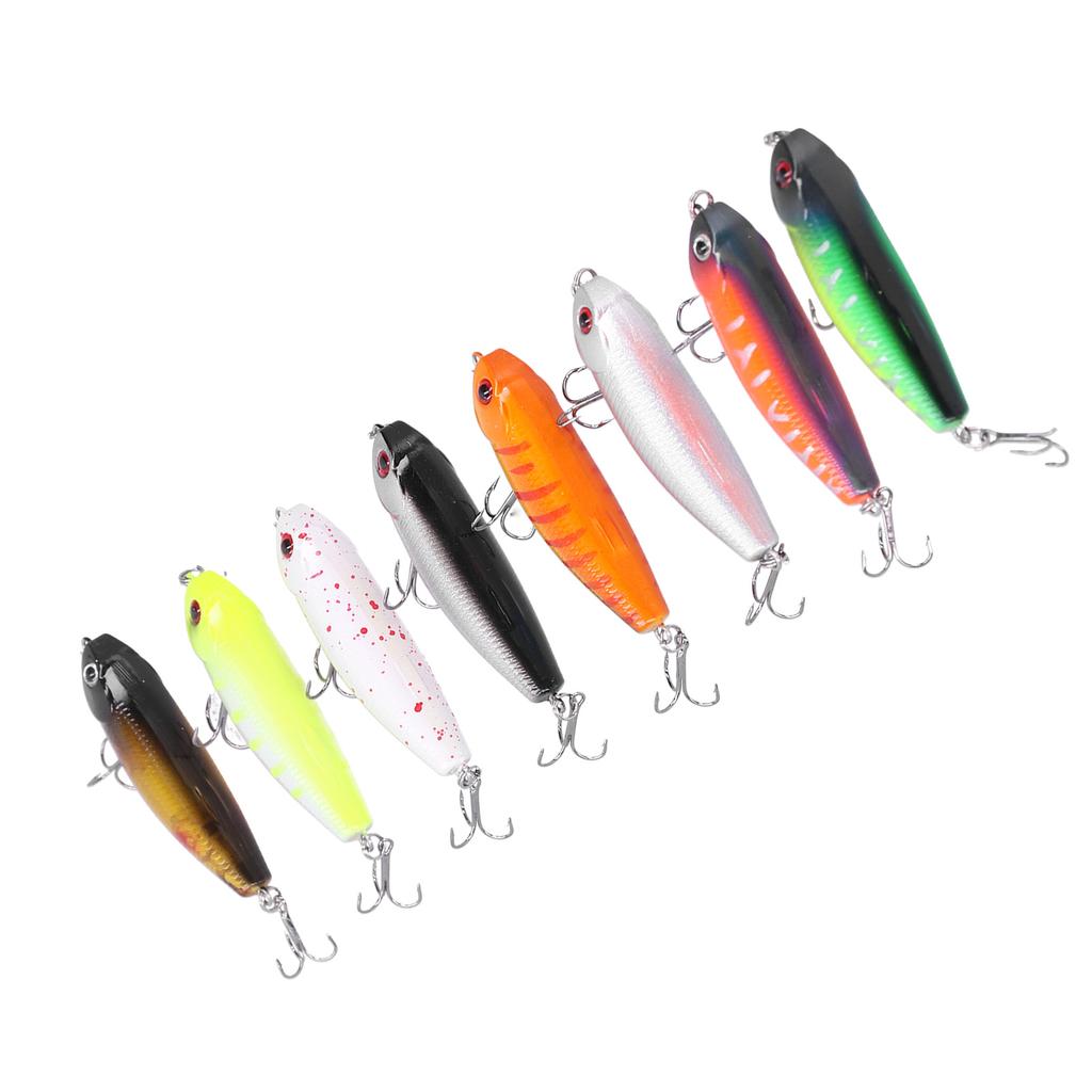 8pcs Fishing Lures Hard Bait 3D Eyes Floating Pencil Fishing Lure with Treble Hook