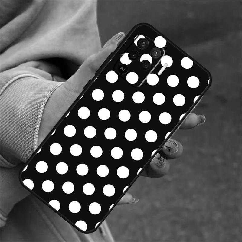 Black And White Polka Dot For OPPO A53S A57S A54 A74 A94 A17 A77 A58 A78 A98 A5 A9 A96 A76 A16 A52 A72 A79 A15 Case