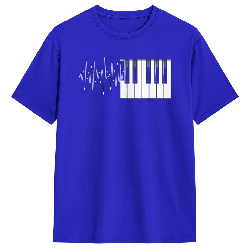 Harajuku TShirt Piano Klavier Heartbeat EKG Pianist Flgel Cotton TShirts Novelty Tshirt for Unisex Beach Aesthetic Design Tees