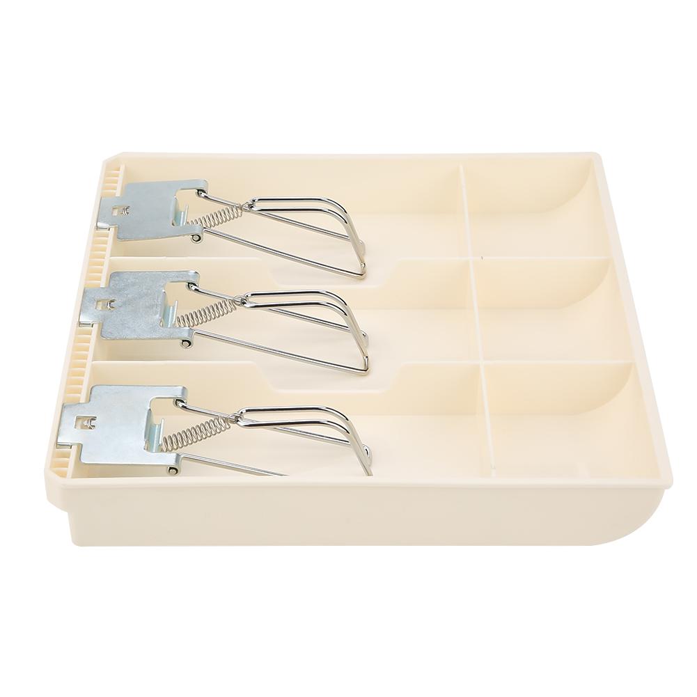 Cash Drawer Register Insert Tray Replacement Cashier Three Box with Metal Clip(black)