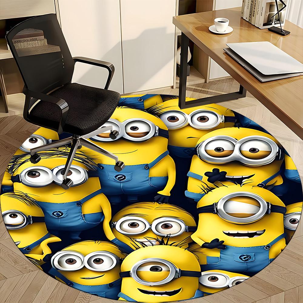 1pz Tappeto Rotondo Ufficio Minions, Tappetino da Interno Adatto per Ufficio, Camera da Letto Soggiorno Decorazione Casa, Decorazione Stanza, Offic a0928122