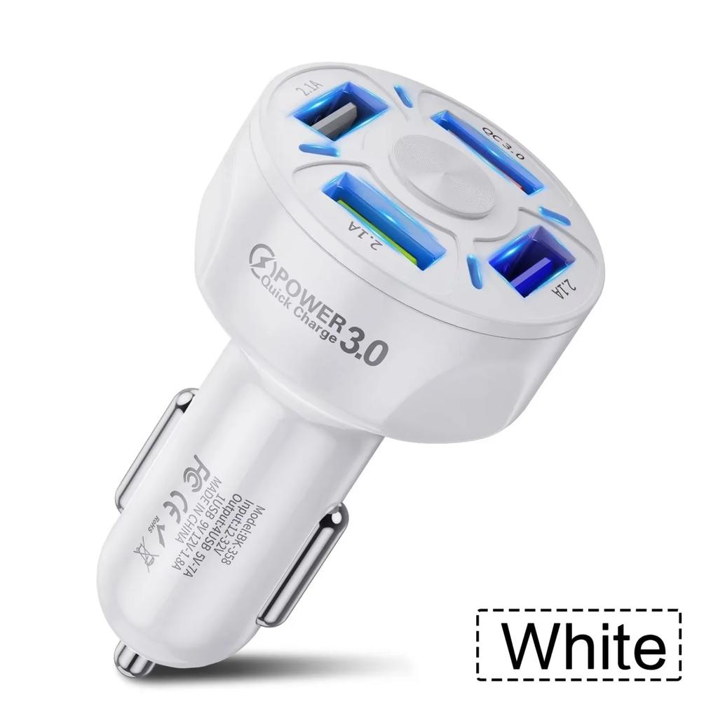 4 In 1 Retractable Car Charger Fast Charging Car Charger  with USB Type-C Cable & 2 Type C Charging Ports, Universal Car Charger