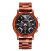 Men Natural Walnut Wood Watch Multifunctional Chronograph Quartz Wristwatch Roman Numeral Dial Sport Wooden Band Watch
