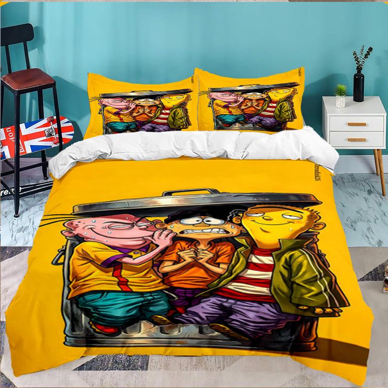 Edd Eddy Adventure 3pcs Bedding Set,Including 1pc Duvet Cover And 2pcs Pillowcases Perfect Gift for Christmas,Ideal for Bedroom, Dormitory