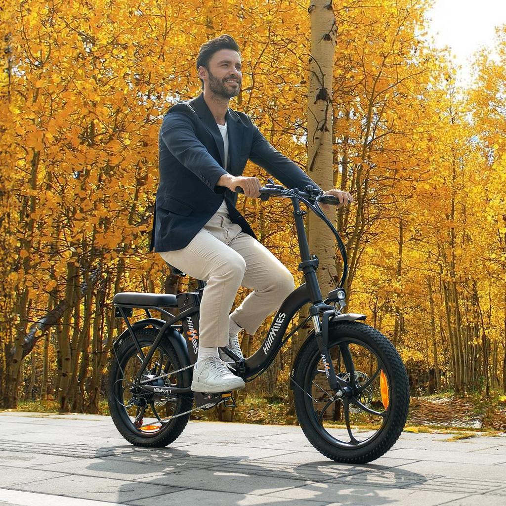HillMiles MilePort 1 Faltbares E-Bike, 250W Motor, 100KM Reichweite, 36V13Ah Akku, 20” Fat Tires, Perfekt für Stadtfahrten und Offroad-Abenteuer
