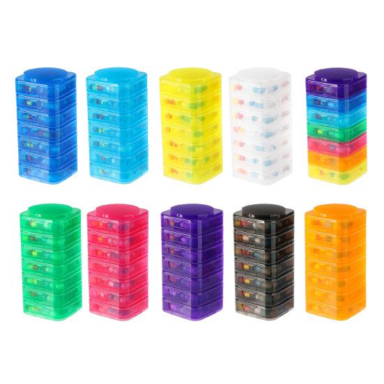 7PCS Pill Box Organizer Small Compact Modular Design Detachable High-visibility Color Container for Medication And Supplements