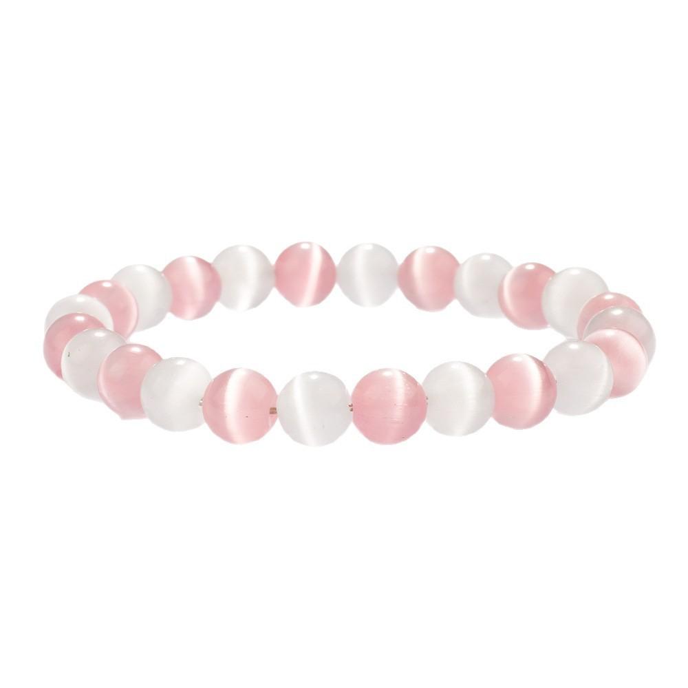 Small Fresh Bracelet, Niche Personalized Pink And White Opal Bracelet, Female Cute Bracelet Beaded.