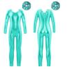 Body da allenamento per bambine, maniche lunghe, cerniera posteriore, body unitard, tuta da balletto e copricapo