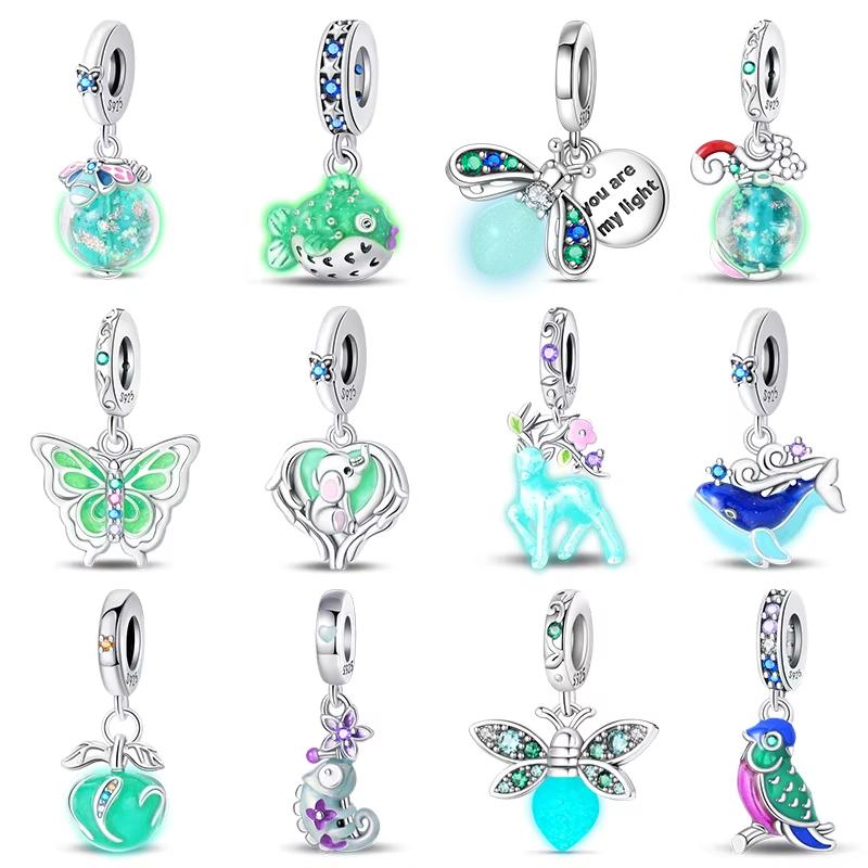 Copper Luminous Apple Lantern Elf Deer Pendant Balloon Rainbow Donut Charms Beads Fit Qikaola Bracelets Diy Jewelry