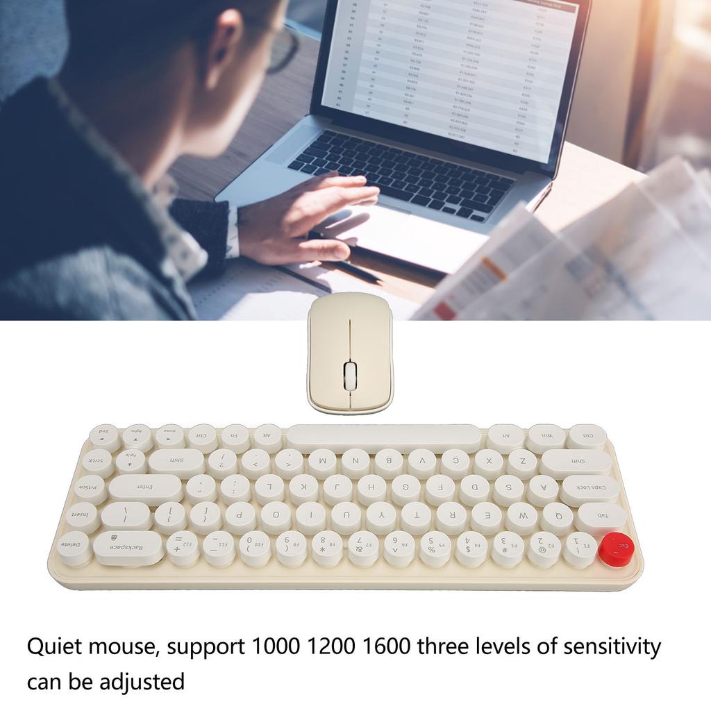 Wireless Keyboard Mouse Combo Portable Retro Silent 2.4G Wireless 68 Keys Keyboard Mouse Set