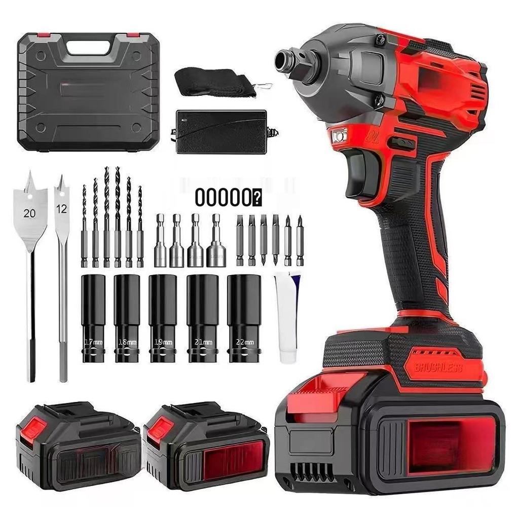 Rechargeable Brushless Electric Impact Wrench with Large Torque, Lithium Battery, and Auto Repair Screwdriver Function