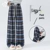 Women's American Style Plaid Wide-Leg Pants
