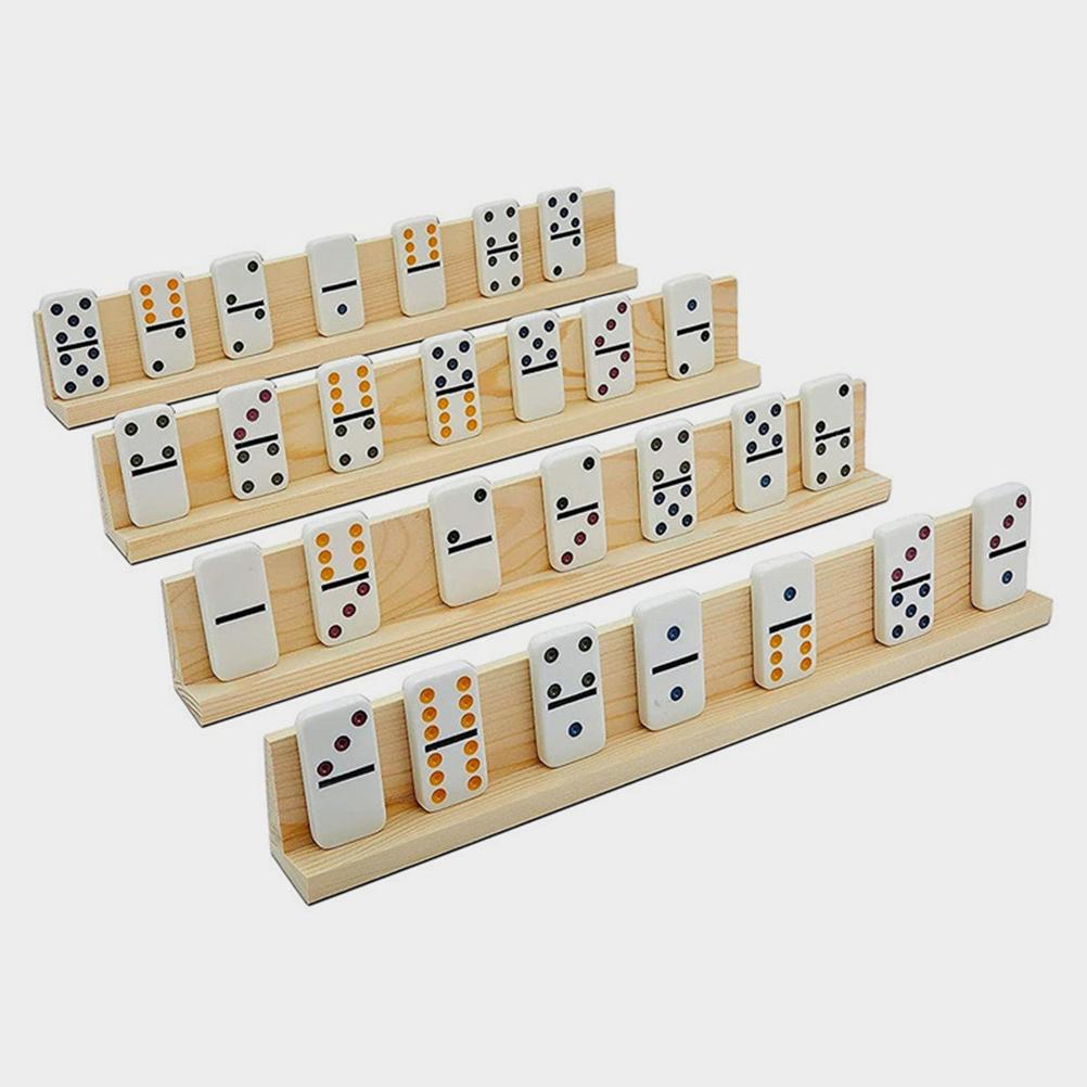Suporturi din lemn pentru domino, tren de agrement, Mahjong, mexican, pentru piese de domino, suporturi Corp, tăvi de ziua de naștere, suport pentru plăci marine