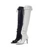 Ssimeez Double Strap Lace-Up Open-Toe Heel Boots (White)