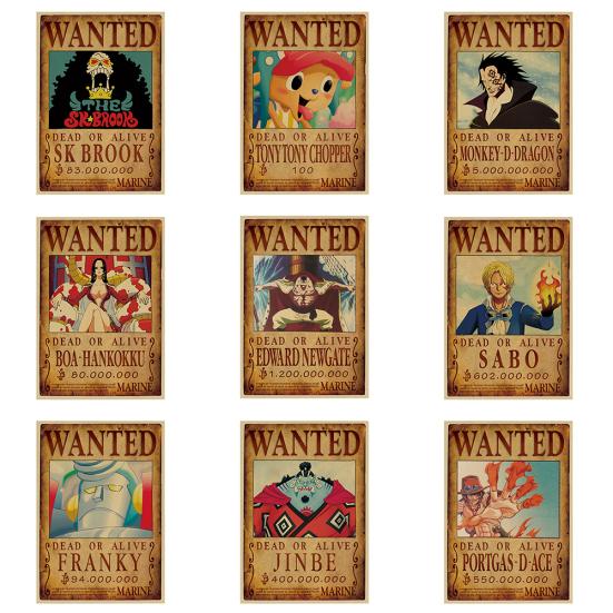 One Piece Affisch med Efterlyst-motiv Vintage Kraftpapper Tapet Dekorativ Målning Gåva