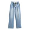 MODIQUE Women's Winter Large Size Jeans New High Waist Loose Retro Classic Casual Solid Color Blue Casual Trousers Basic Versatile Straight Jeans