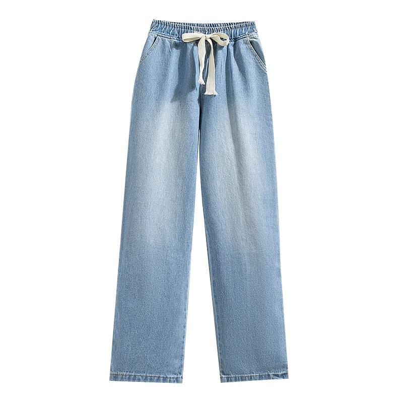 MODIQUE Women's Winter Large Size Jeans New High Waist Loose Retro Classic Casual Solid Color Blue Casual Trousers Basic Versatile Straight Jeans