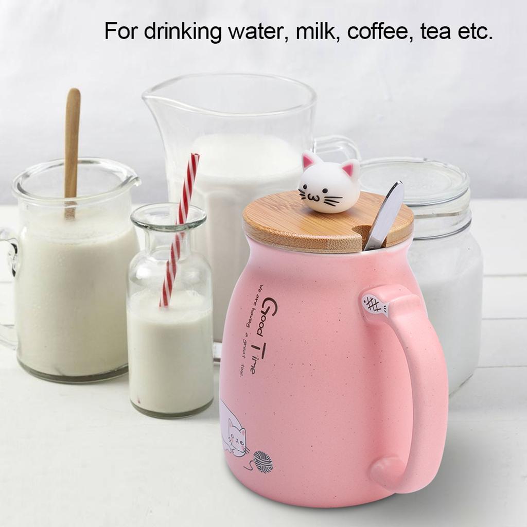Cat Mug Coffee Mug Cup with Spoon Lid Lovely Cat Ceramic Cup with Spoon and Lid Coffee Water Milk Mug for Drinkware Gift
