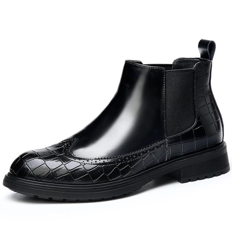 

Fashion Luxury Design Men s Casual Chelsea Boots High Quality Comfy Men Ankle Boots Soft Leather Non-slip Men Winter Mens Dress Shoe 39 чёрный