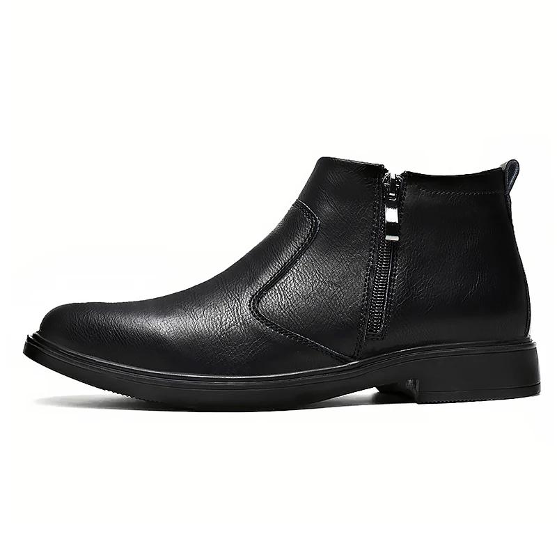 2026 Autumn and Winter New High-Top Leather Shoes Men's Zipper Leather Boots Men's Shoes Fashion Versatile Business Casual Shoes