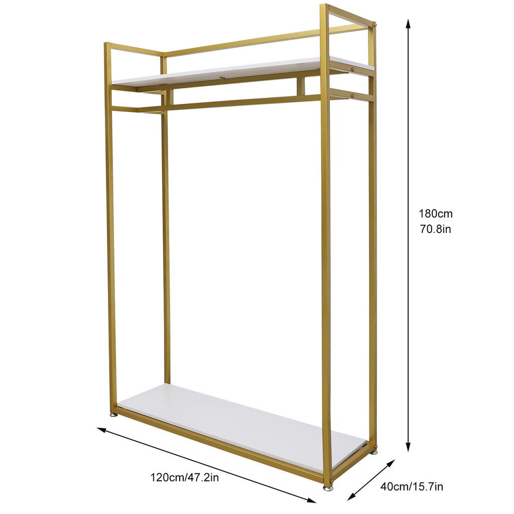 Freestanding 180cm Gold Metal Garment Rack – Clothing Display Stand for Store & Home Use