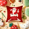 Classic Father Christmas Pillow Case Plush Fabric Soft Double-Sided Printed Sofa Warm Winter Home Gift Cushion Cover