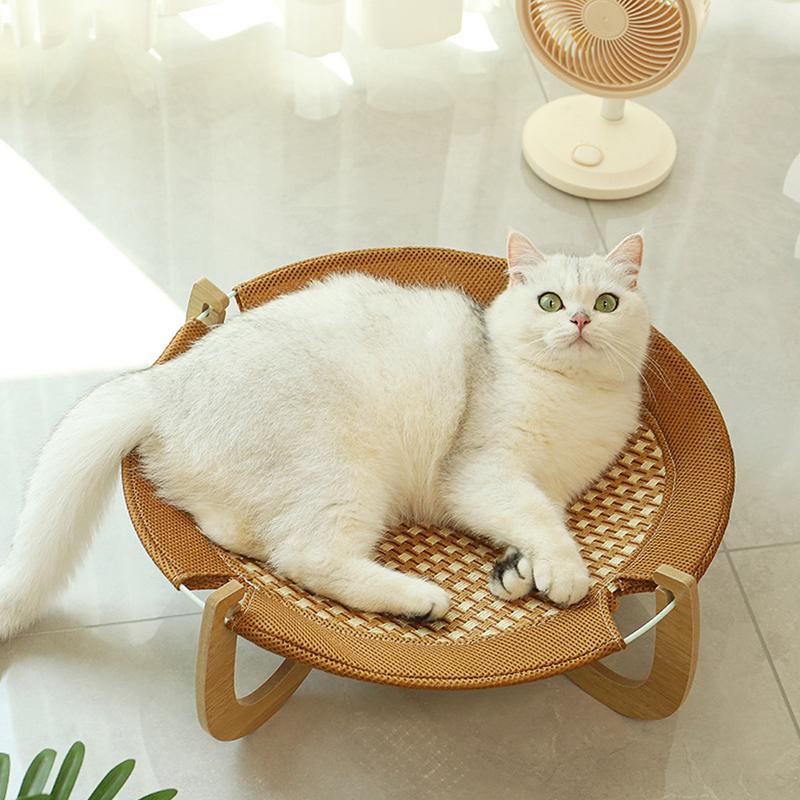 Summer Cooling Cat Bed Cool Mat Sofa Cat Scratch Wear-Resistant Cat Nest Rattan Lounge Chair Cat House Pet Sleeping Bed