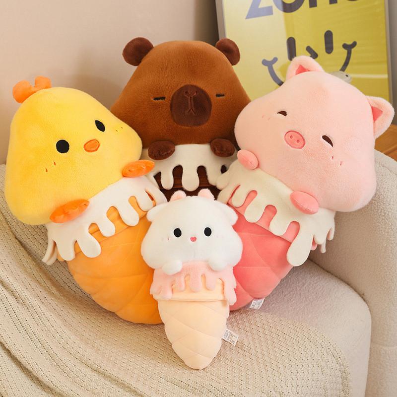 Cartoon Chick Capybara Lamb Piglet Ice Cream Plush Toy Cute Girl Sofa Cushion