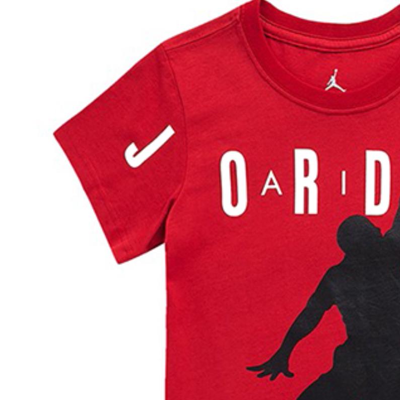 Jordan Letter Logo Print Knit Short Sleeve T-Shirt Kids Tops Jester-Red JD2032202GS-003