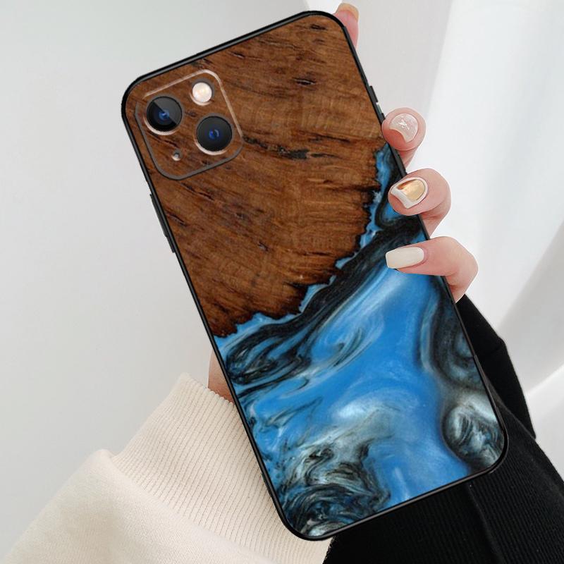 

Hybrid Wood Resin Phone Case For iPhone 17 Pro Max 14 13 12 11 15 16 Pro Max mini 15 16 Plus 16e 17 Air Cover iPhone 11Pro MAX