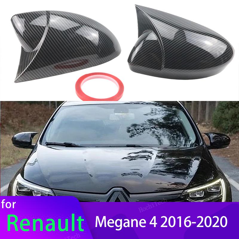 For Renault Megane 4 MK4 2016- Rear View Mirror Cover Black Horn Carbon Look Add on Side Rear View Cap Cover High Quality