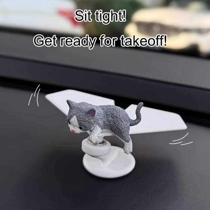 Solar Powered Rotating Airplanes Car Accessory Dashboard Decoration ABS Craft with Secure Silicone Mount for Long Travel