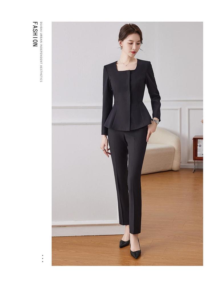 Women's Dark Blue Professional Suit - Spring/Summer Hotel Manager Reception Uniform