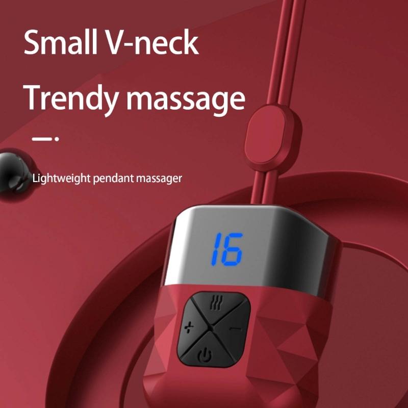 Neck Massagers with Heat,Electric Pulse Neck Massagers for Pains Relief,Mini Hanging Massage Device for Women Men Gift