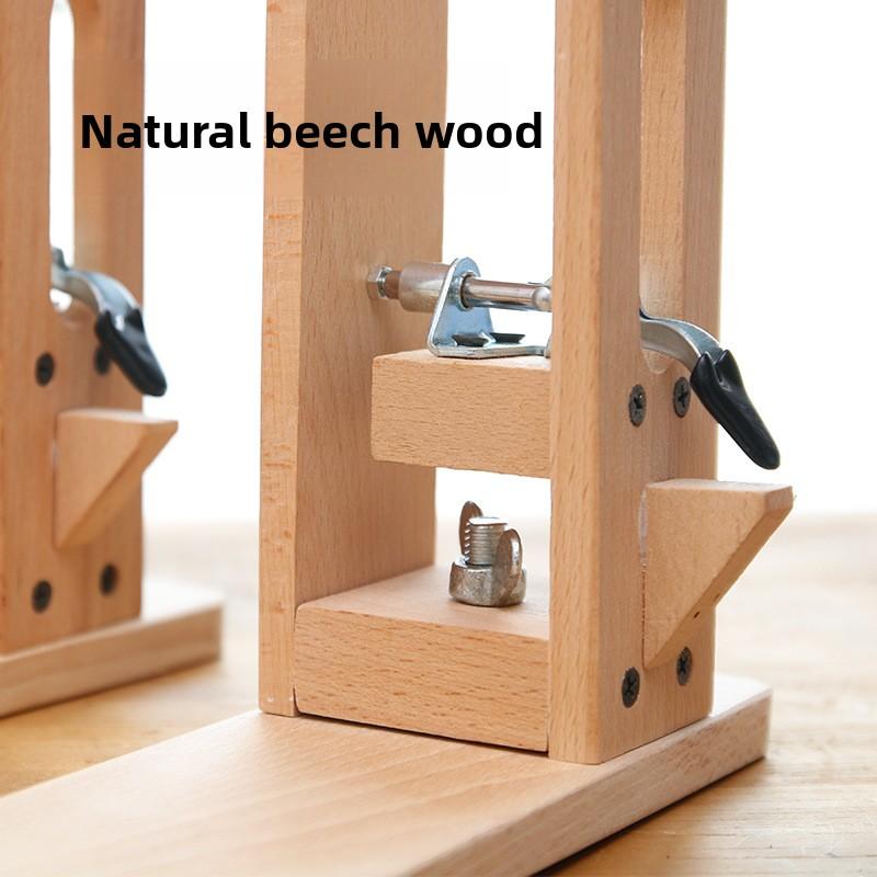 Beech Leather Clamp Set Wood Stainless Steel Adjustable Hand Sewing Tool with Extended Base Plate for Leathercraft DIY Hobbyists