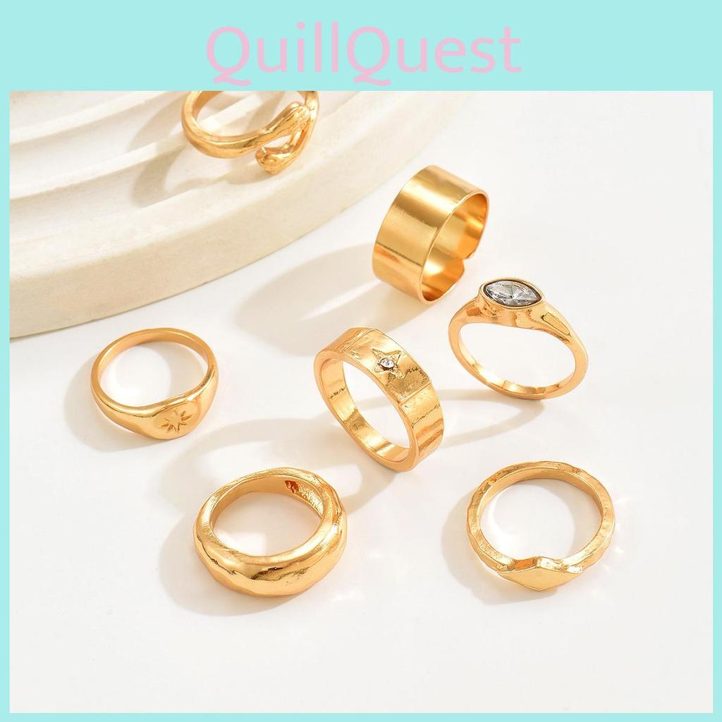 Geometric Star Ring Jewelry Set With Electroplated Zinc Alloy For Womens Fashion Accessories