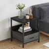 Bedside Table with Fabric Chest of Drawer, Side Table, End Table, Modern Nightstand with Storage Shelf for Living Room, Bedroom - 39x39x52cm
