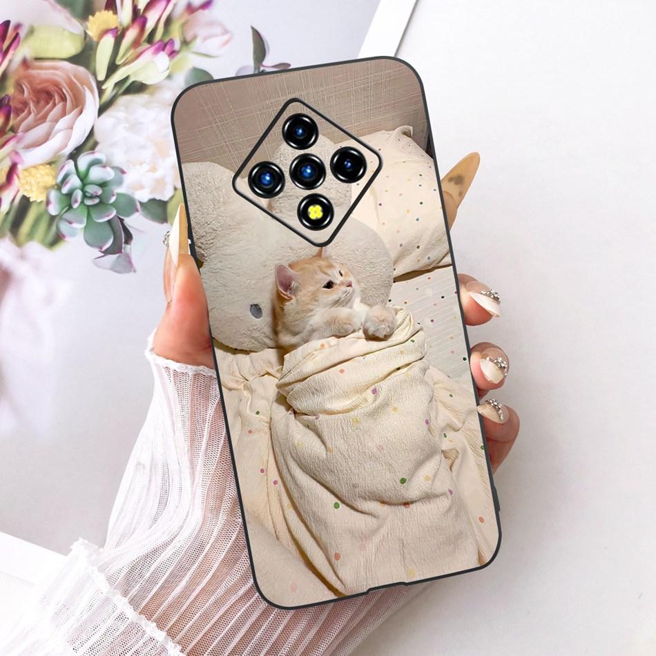 For Infinix Zero 8 8i X687 X687B Cute Flower Butterfly Cat Painted Case For Infinix Zero8 Zero8i Black Silicone Soft Phone Cases