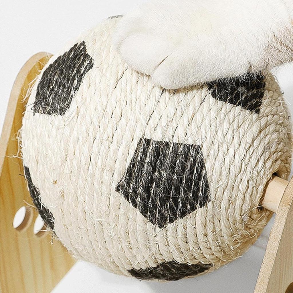 Scratching Ball – Interactive Toy With Wooden Base | Spherical Nail File Scratcher For Indoor Cats, Enrichment & Exercise For Small To Medium Breeds