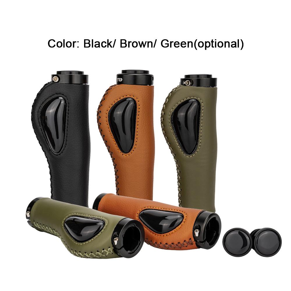 ZTTO Leather Bike Handlebar Grips Silcone Dual Lock-on Bicycle Grips AntiSlip Handle Bar End Grips