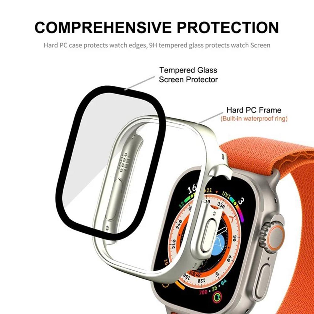 WANLONFENG For Apple Watch Ultra 2    Ultra 49mm 2-in-1 Hard PC Frame Waterproof Case with Tempered Glass Screen Protector