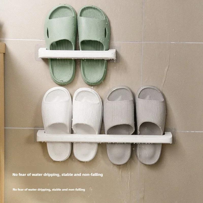 Wall-mounted Slipper Rack Non-porous Bathroom Shoe Organizer Durable Waterproof Strong Load-bearing Rack by Ecoco