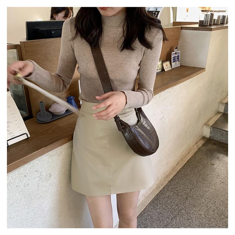 

Women s High Waist PU Leather Midi Skirt - Spring/Autumn 2024 Korean Style A-line Bodycon XXL верблюд/зелёный