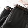Coffee PU Leather High-Waisted A-line Shorts for Women & Girls - Winter 2025 Fashion, Slimming & Versatile