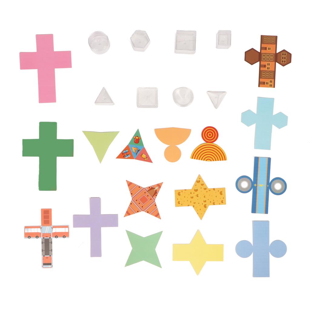 8Pcs Clear Geometric Models with Folding Geometric Card Paper Educational 3D Shapes Transparent