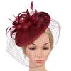 Hollow Out Mesh Elegant Hair Accessories For Women Flower Feather Party Hat Strap Solid Color Hair Clip Headband