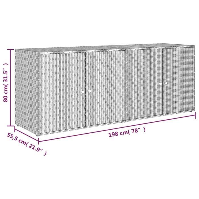 VidaXL Armoire de rangement jardin Gris 198x55,5x80 cm Résine tressée 319871